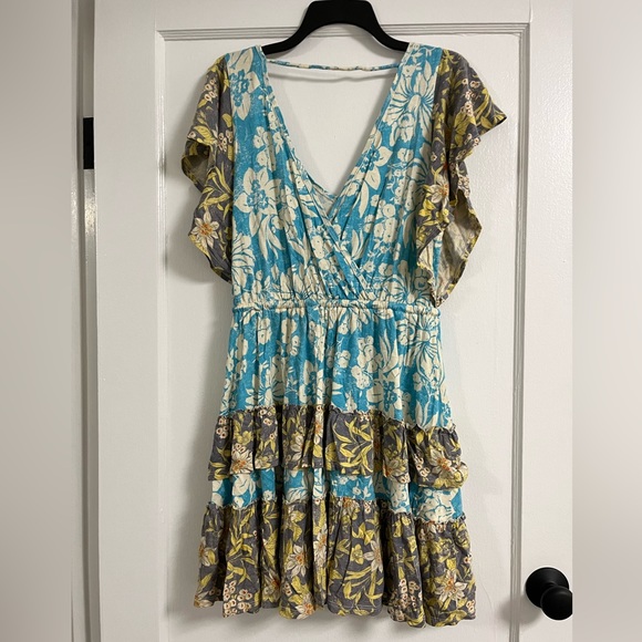 Anthropologie Daily Practice Tiered Ruffle Floral Knit mini dress - size xsmall - Picture 7 of 12